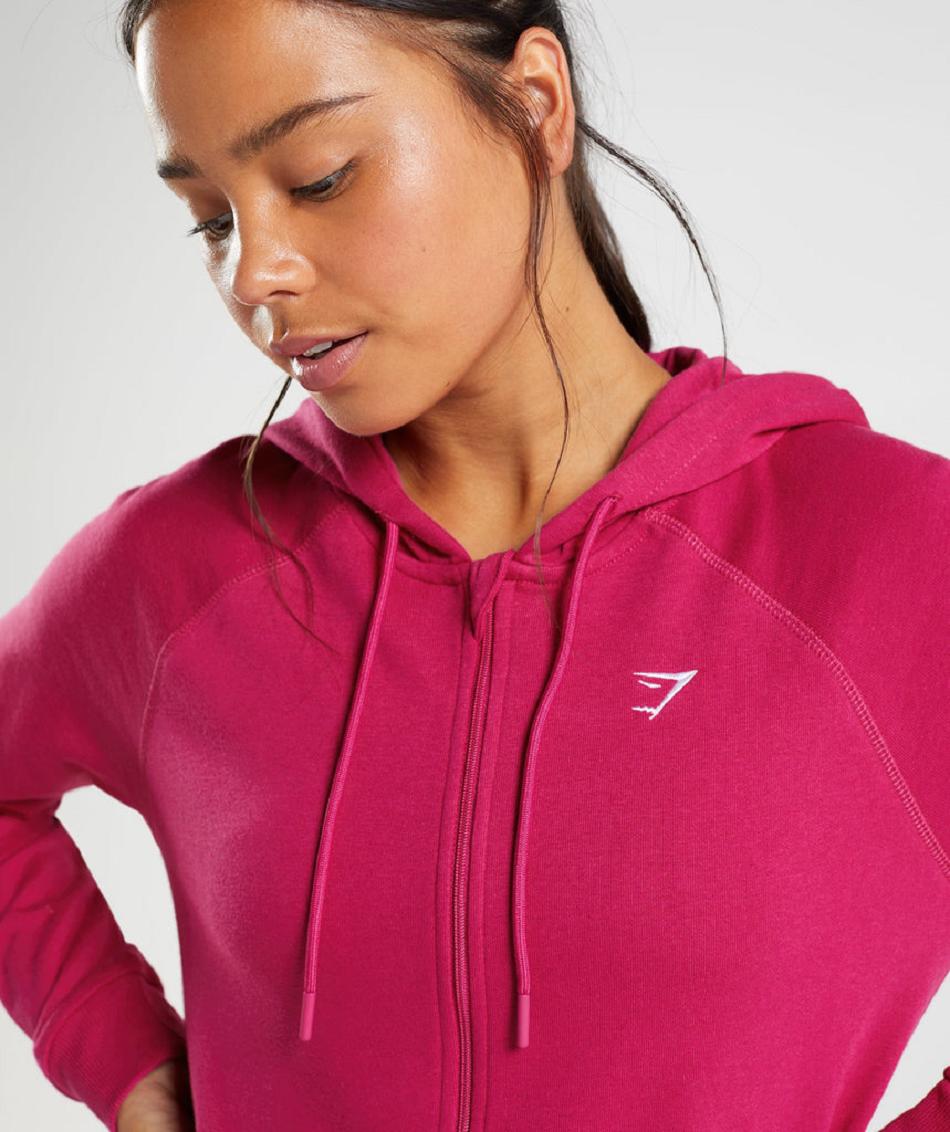 Sudadera Con Capucha Gymshark Entrenamiento Zip Mujer Rosas | CO 2008KOR